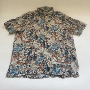 VTG MARGARITAVILLE Hawaiian Shirt Button Up Mens 2XL SILK‎ and LINEN
